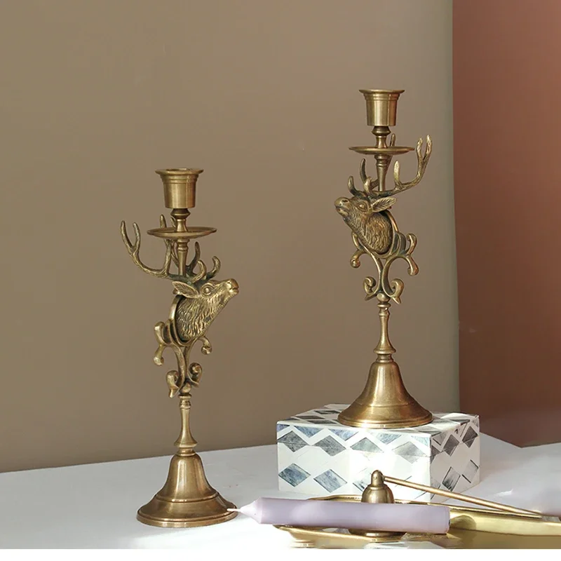 Pure Copper Candle Holder Soft Home Decoration Complex Classical Living Room Entrance Cabinet Decoration