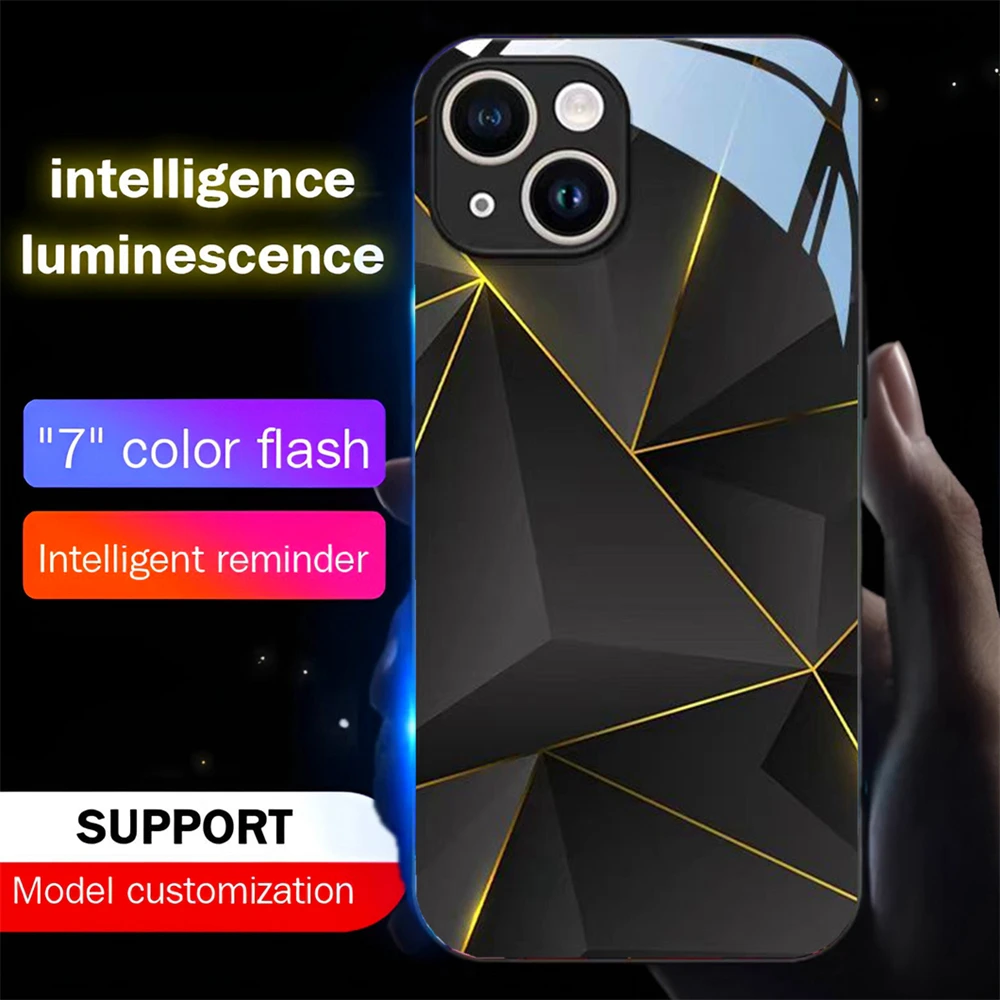 

Luxury Line Sense Design Led Light Phone Case Call Flash Glitter Cover For Samsung S25 S24 S23 S22 S21 S20 FE Plus Ultra A06 A05