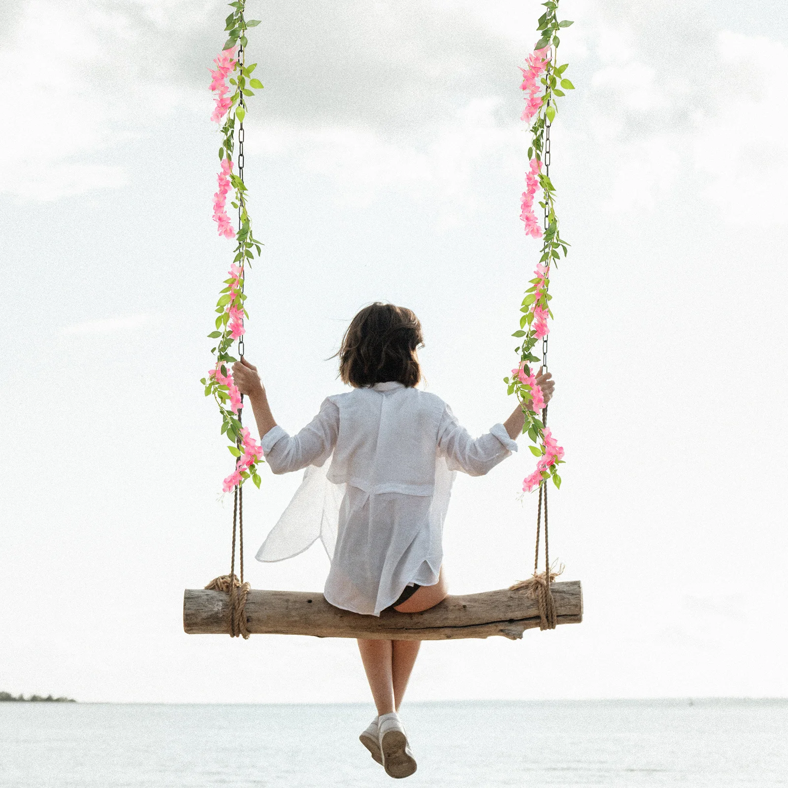 

4Pcs Artificial Wisteria Hanging Garland Flower Silk Vine Wedding Decoration Fake Hanging Flowers for Wall Door Garden