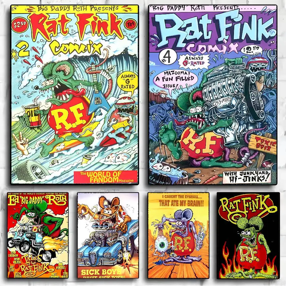Tales Of The Rat Fink Vintage Poster Sticky Retro Kraftpapier Aufkleber DIY Zimmer Bar Café Kawaii Zimmer Dekor