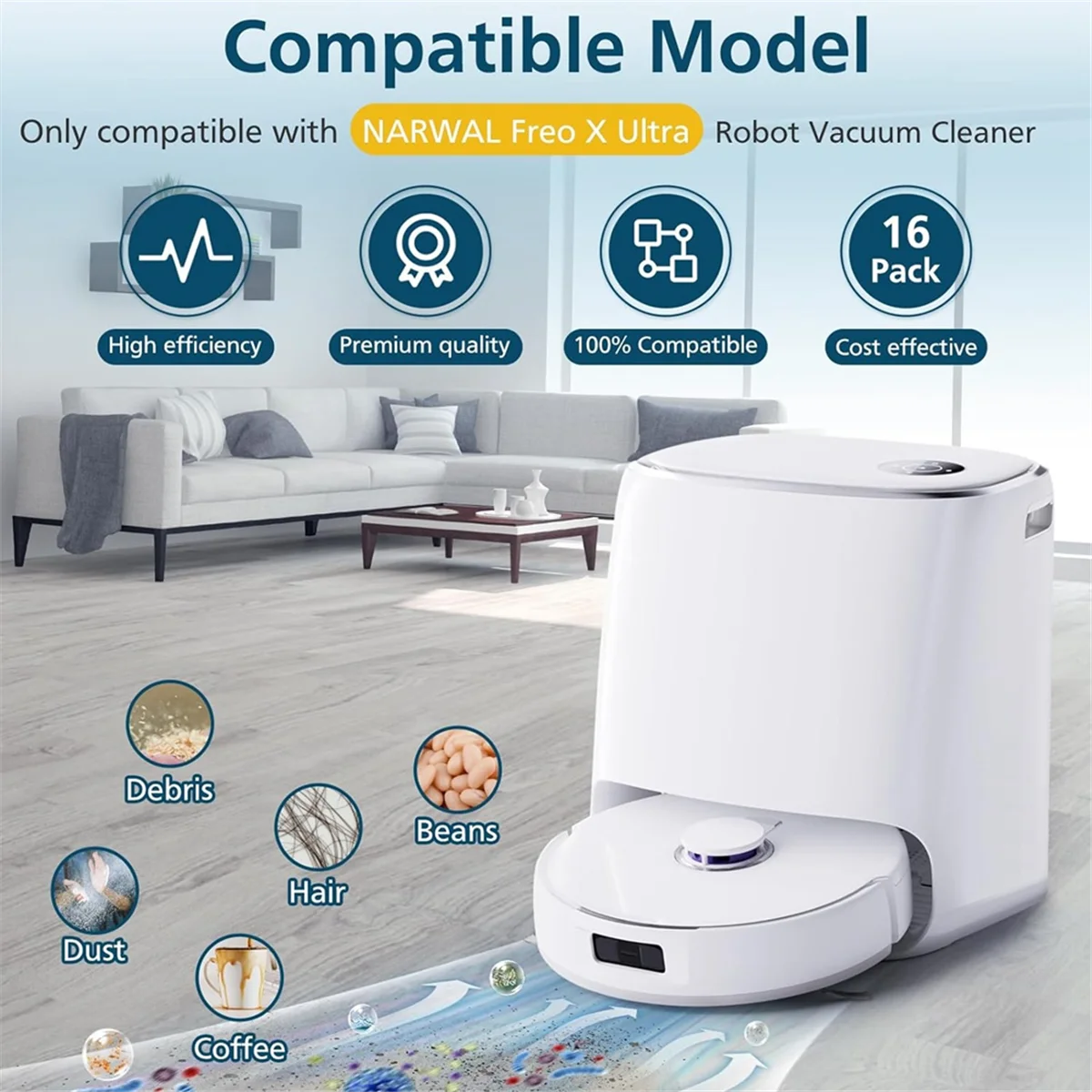 لـ Freo X Ultra Robot Vacuum فرشاة جانبية رئيسية فلتر Hepa أكياس الغبار ملحقات وسادات الممسحة