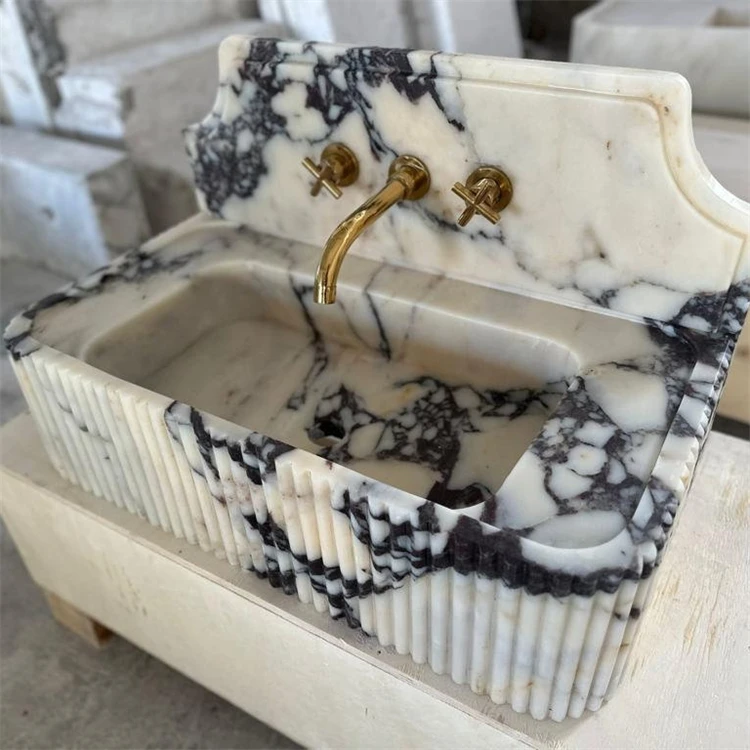 xx-Modern  Natural Calacatta Viola Marble Wall Hung Bathroom Sink Vanity with Customizable Size for Hospital and Villa Use*