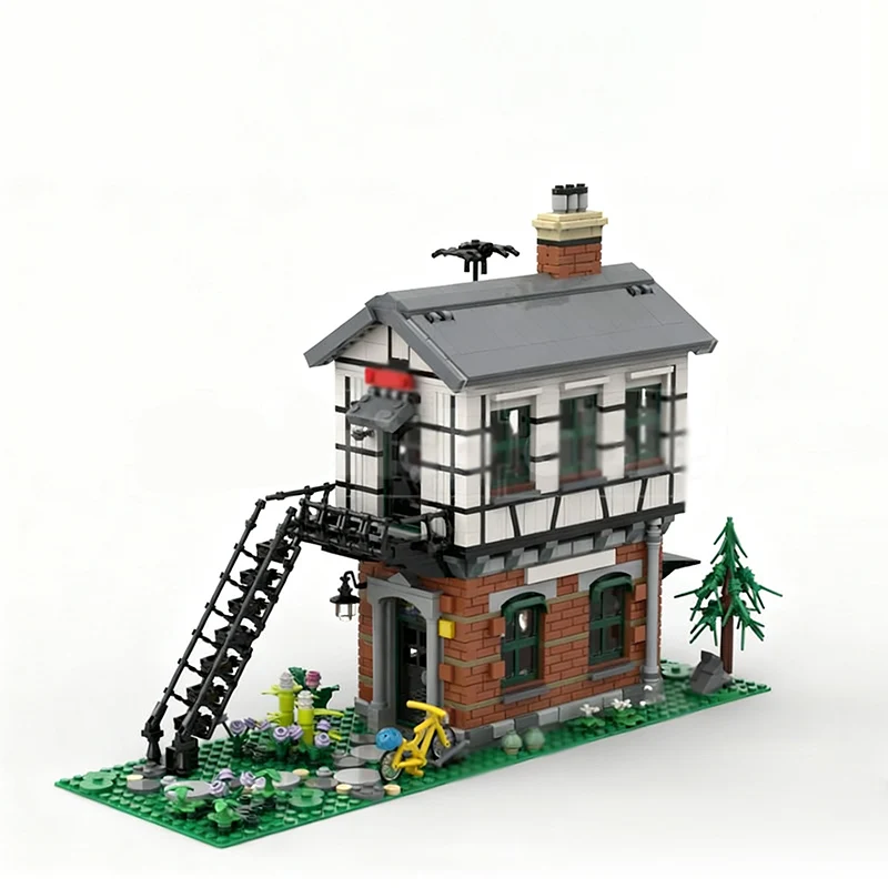 도시 거리 풍경 모델 MOC 빌딩 블록 신호등 타워 모듈형 기술 어린이 휴일 선물 조립 장난감 세트