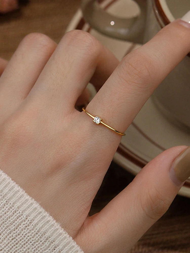 Schlichter, personalisierter runder Ring aus 925er-Sterlingsilber für Damen, Verlobung, Hochzeit, luxuriöser, hochwertiger edler Schmuck ﻿ – Detail 5