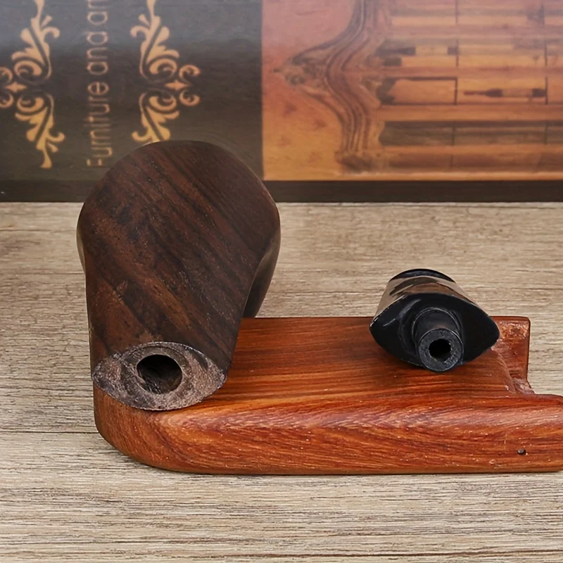 High Quality Natural Ebony Wood Straight Mini Tobacco Pipe Smoking Pipe 3mm Filters Smoking Accessories Gift For Father