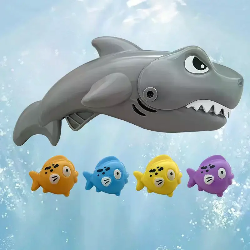 5Pcs Big Shark Eats Small Fish Water Play Toy Interactive Bath Fun Feeding Toys Bath Water Play Set Ideal Gift For Children
