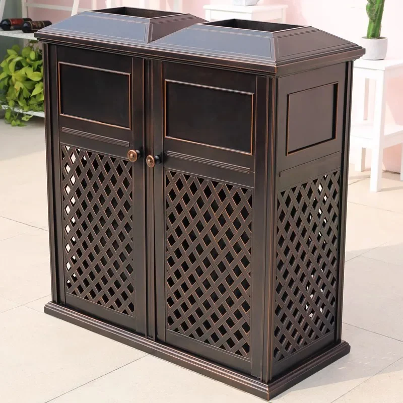 Outdoor cast aluminum trash can Double bucket Villa courtyard Peel box Park view Real estate street trash can Waterproof