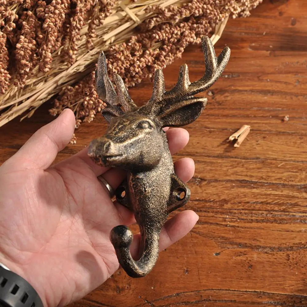 Wall Hook Rustic Exquisite Workmanship Vintage Style Keys Holder Deer Head Animal Hanging Coat Hook for Room ключница на стену