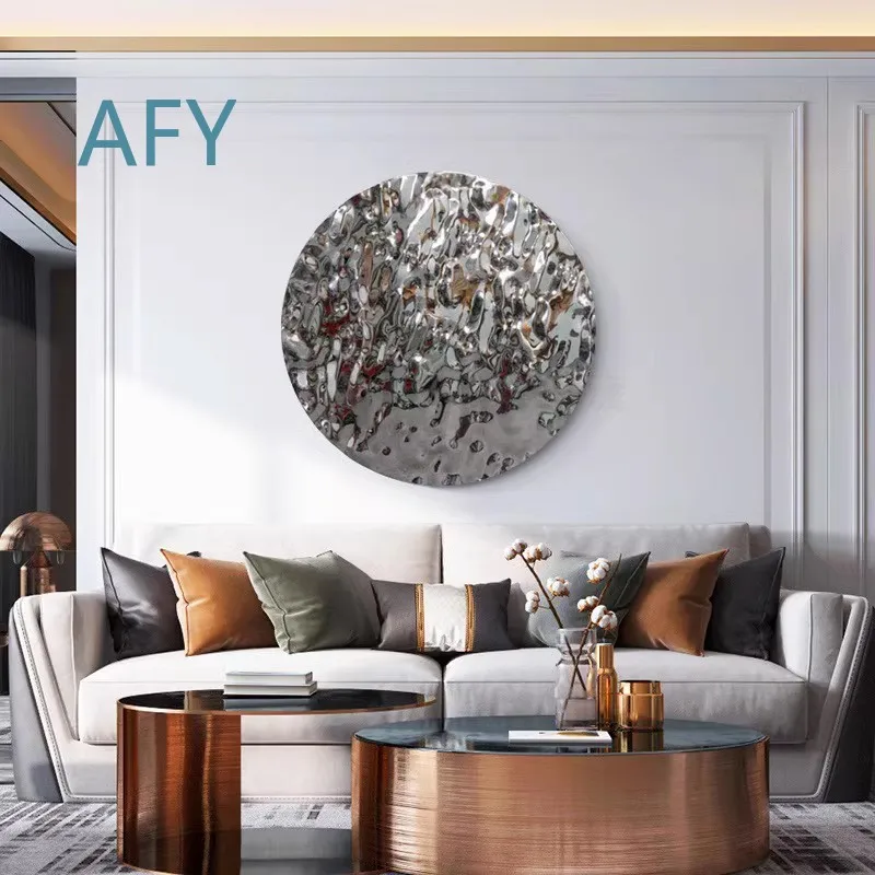 Stainless Steel Water Drop Concave Wall Art for Modern Abstract Decor for Hotels Model Rooms Designers 3D Wall Decoration