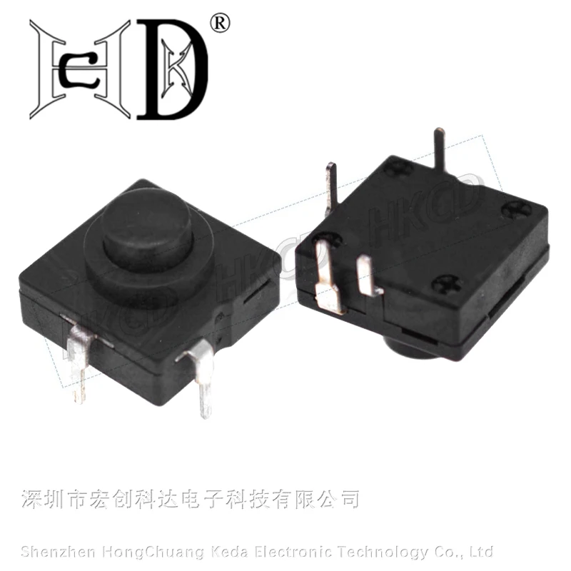 5pcs 1212-314AB 4Pin Square Vertical DIP Self-Locking Push Button On Off Power Switch for Flashlight Small Electronics