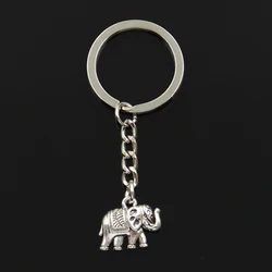 Fashion 30mm Key Ring Metal Key Chain Keychain Jewelry Antique Silver Color Plated Thailand Elephant 16x20mm Pendant