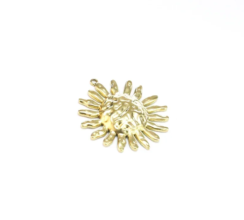 10pcs Hammered Sun Charm, Solid Sunflower Pendant, Jewelry Making, Earring Findings, Necklace Pendant, 31x27.4mm R2756