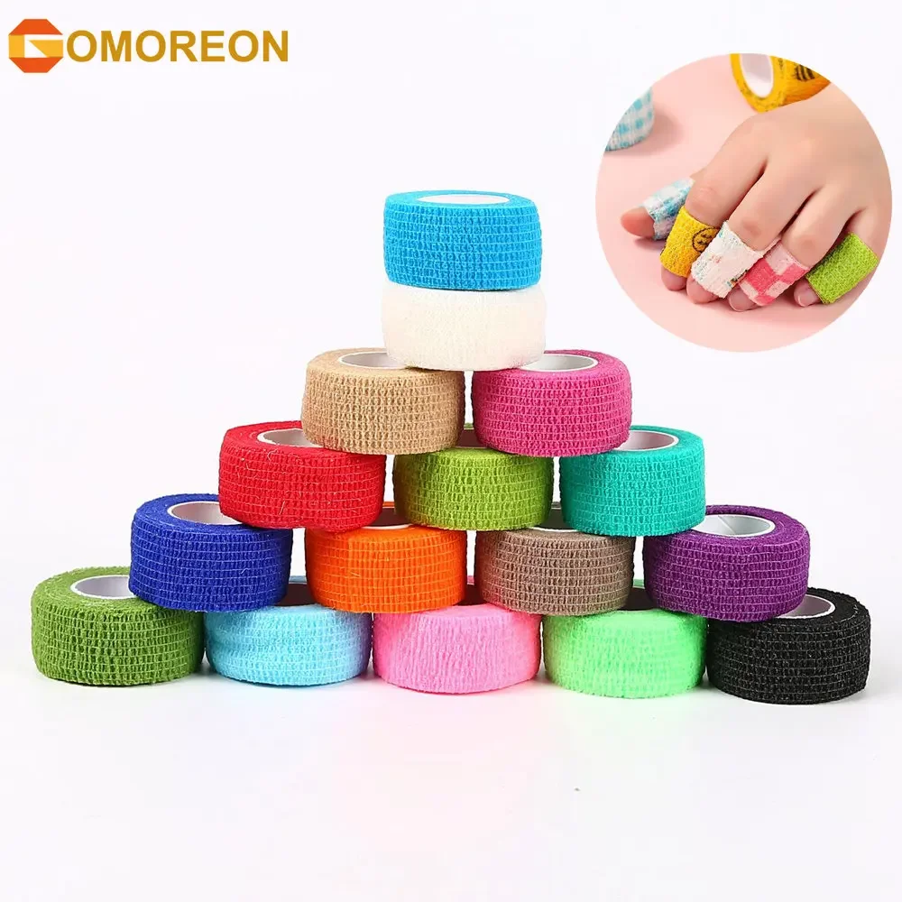 5Pcs/Lot 2.5cm Wide Self Adhesive Colorful Elastic Bandage Wrap Stretch Self-Adherent Tape for First Aid,Sports, Wrist, Ankle