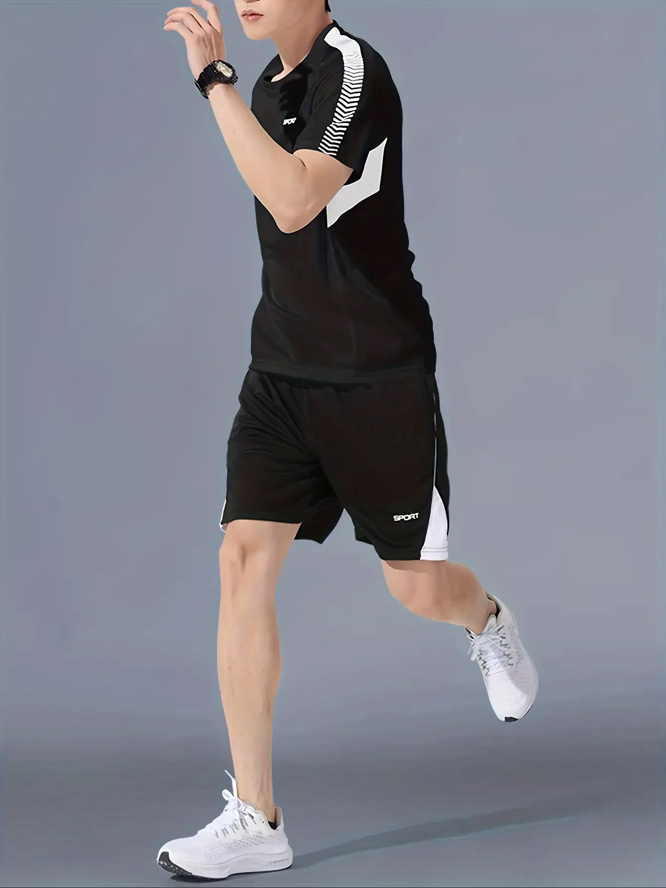 طقم ملابس رياضية عصرية للرجال مكون من 4 قطع، تي شيرت وشورت للعضلات بأكمام قصيرة، طقم شاطئ، ملابس رياضية