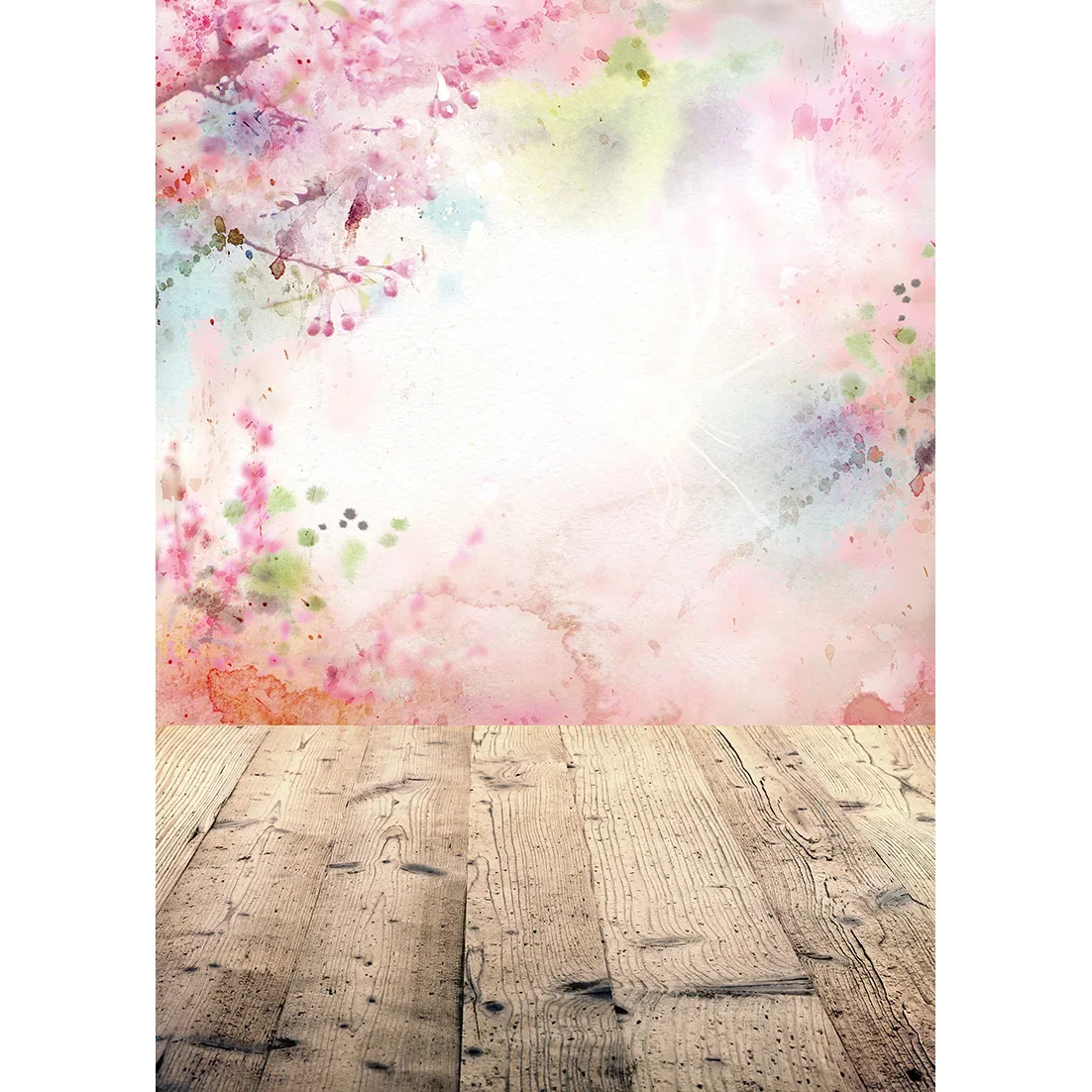 Flower Wooden Floor Photography Backdrops Valentines Day Photoshoot Background for Children Lovers Portrait Wedding Photo Studio