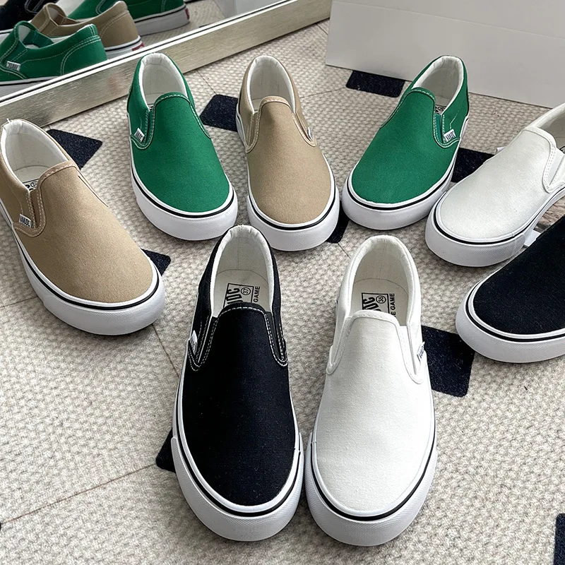 2024 Set of Canvas Lazy Shoes with One Foot, Korean Version of Student White Shoes, Instagram Casual Board Shoes