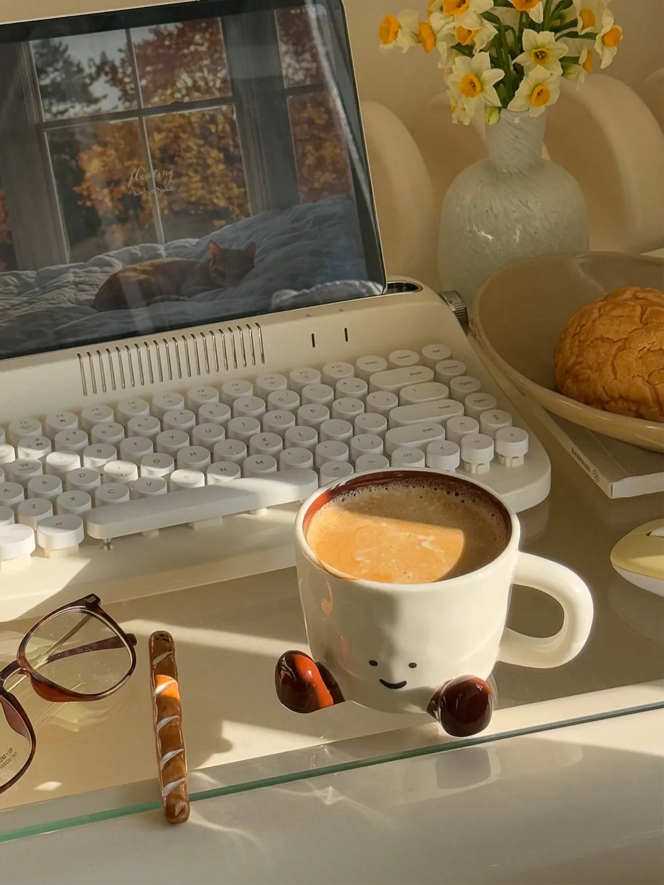 كوب قهوة سعيد الوجه مع مقبض كوب قهوة سيراميك وجه ساحر مع أقدام لطيفة أكواب مياه هدايا عيد الميلاد مكتب وديكور المنزل #6