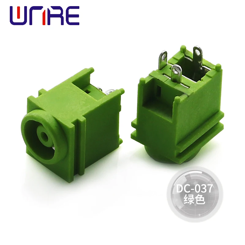 DC-037 3P Black/Green DC Power Socket Interface Black Female Connector Adapter Equipment Product Charging Port Accessories