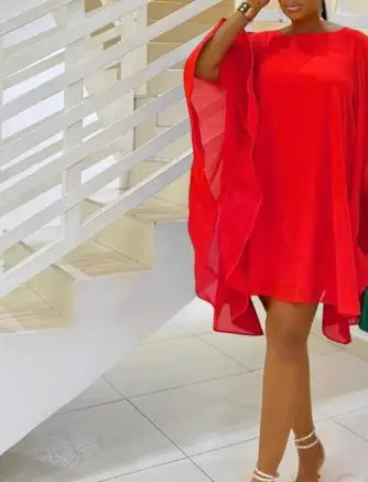 

Chiffon Loose Front and Back One-Piece Cape Dress, Summer Women's Fashionable and Personalized Solid Color Loose Dress
