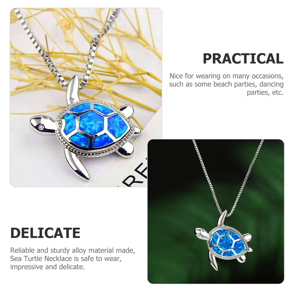 

Blue Sea Turtle Necklace Pendant Alloy Women Beach Party Stylish Creative Jewelry Accessory Fashion Neck Chain For Women Elegant