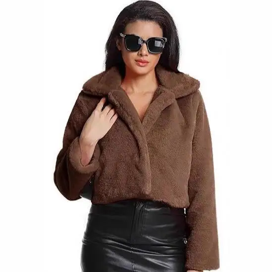 

Candy Colored ort Pure Color Plu Rabbit Fur Jaet Women's Cardigan Coat Warm Fluffy Outerwear Winter Faion Ladies