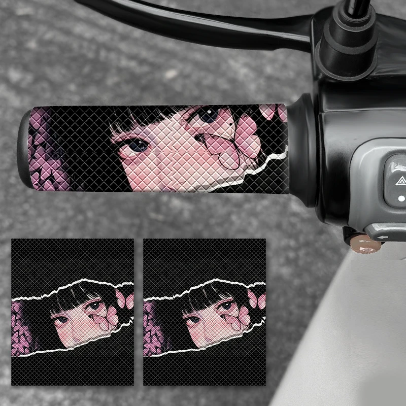 AliExpress NONE 2PCS JDM Girl Eye Motorcycle Grip Stickers with Diamond Pattern Waterproof Anti Slip Stickers for Electric Bicycle Scooter Grip