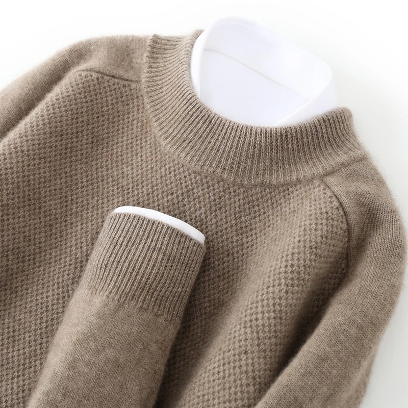 

Толстый пуловер с круглым вырезом и длинными рукавами, мужской свитер из 100% кашемира, высококачественный стильный свитер, осень-зима, классические деловые вязаные куртки, топ