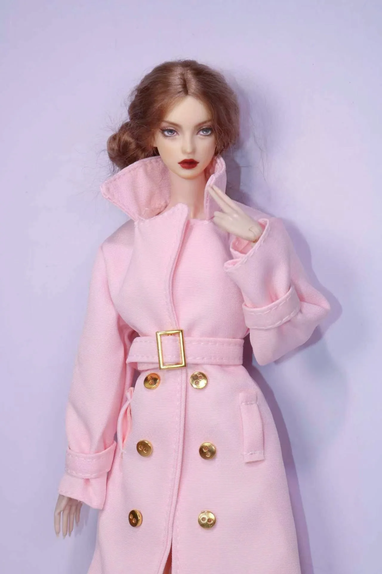 Long Trench Coat Outfit Set with Belt & Boots, Doll Clothes Accessories for 30cm BB FR Doll Dress Up Toy Parts