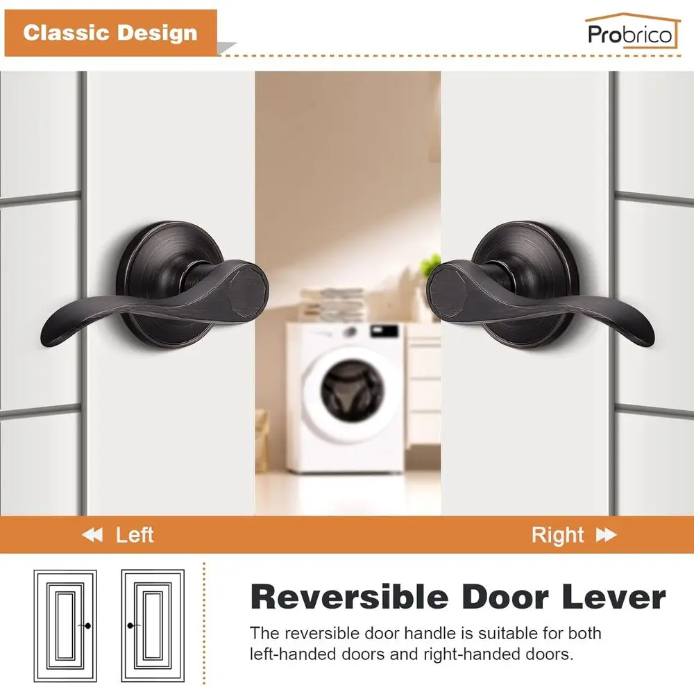 Oil Rubbed Bronze 3-Pack Interior Lever Door Locks without Keys