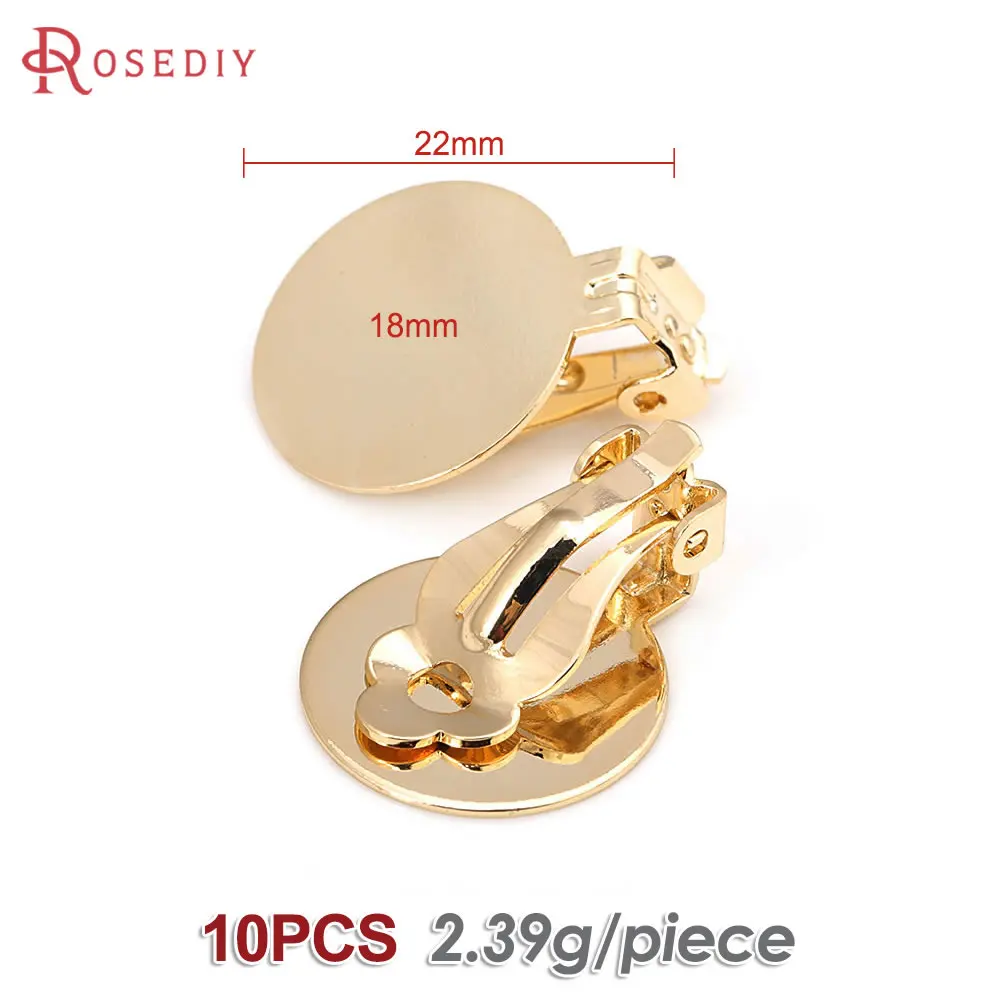 18K Goud Kleur Platte Maat 9MM 10MM 12MM 15MM 16MM 18MM Messing Platte Stok oorbellen Clip Diy Sieraden Maken Oorbellen Accessoires
