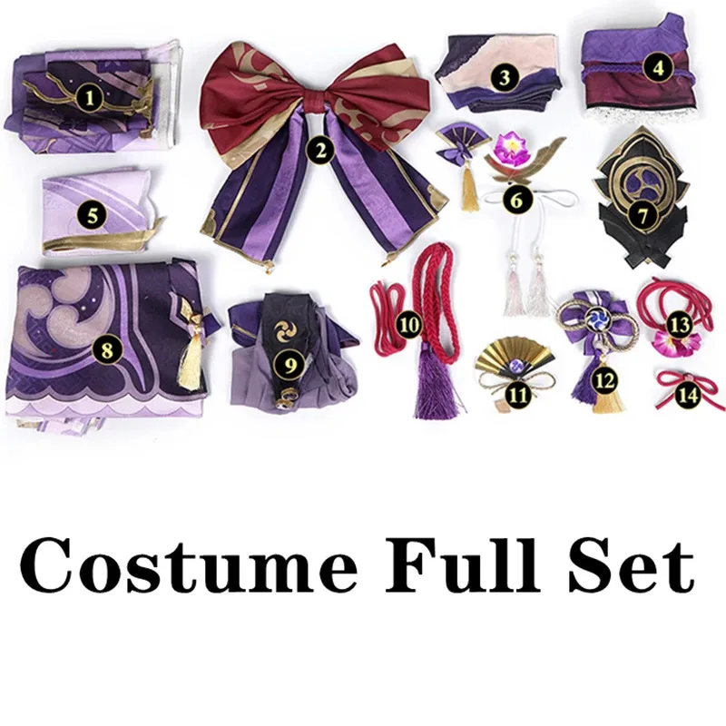 Jacquard Fabric Game Genshin Impact Raiden Shogun Baal Cosplay Costume Halloween Party Dress For Women Girls Full Set Free Shipp