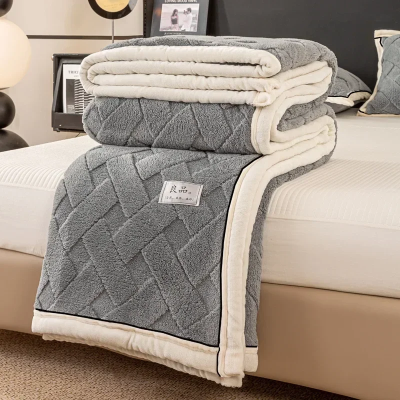 

Modern And Simple Rabbit Hair Velvet Blanket Season Universal TMilk Coral Velvet Cover Blankethick Warm Office Nap Sofa Blanket