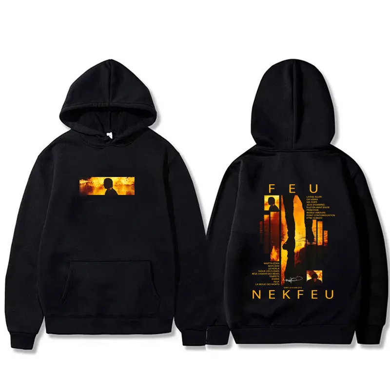 

French Rapper Nekfeu Feu Graphic Hoodie Men Women Hip Hop Fashion Pop Music Pullover Man Casual Vintage Fleece Hooded Sweatshirt