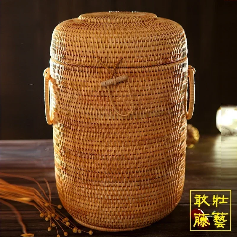 

Multifunction Hand Woven Rattan Storage Basket Rattan Organizadores for Sundries Jewelry Tea Ornaments Food Storage Container