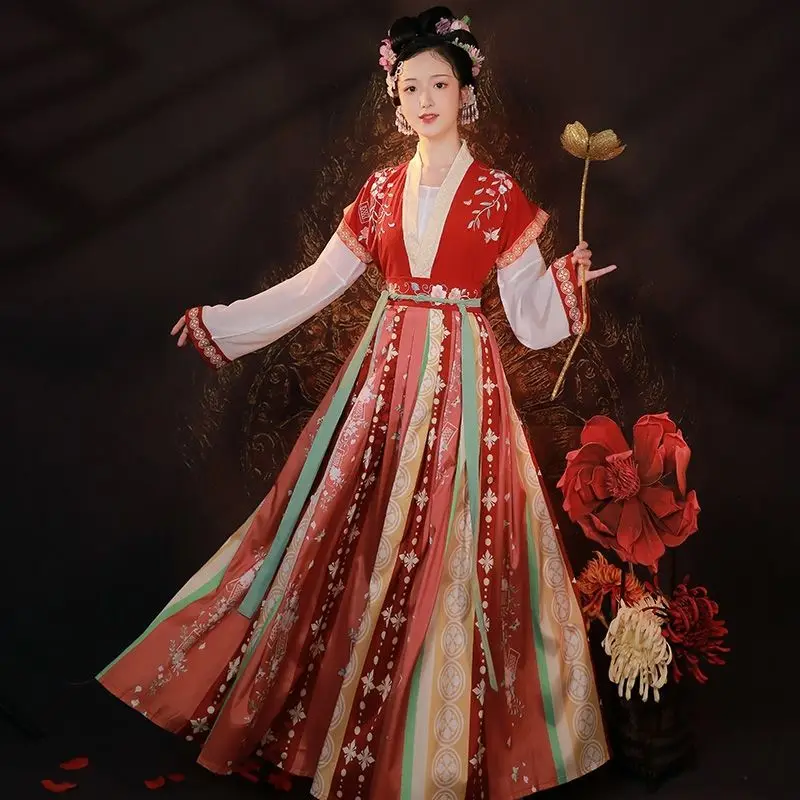 

Китайское платье Hanfu, женская одежда, винтажная Этническая стильная модная одежда, элегантная уличная одежда, повседневное китайское традиционное платье