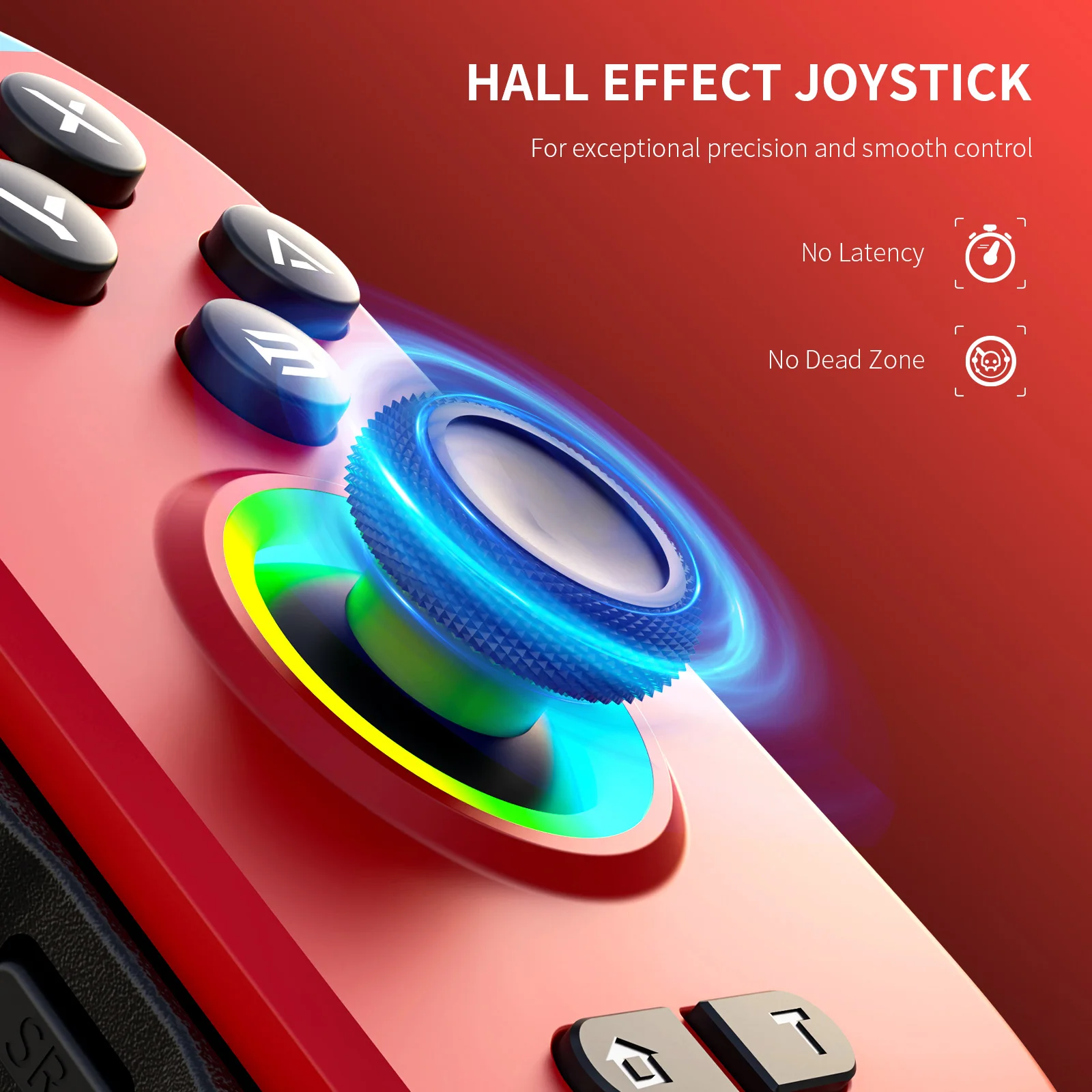 Joy-Pad sans fil pour Nintendo Switch/OLED/Lite/PC, Joystick à effet Hall RVB, boutons de micro-interrupteurs, gyroscope/Turbo/Vibration 6 axes