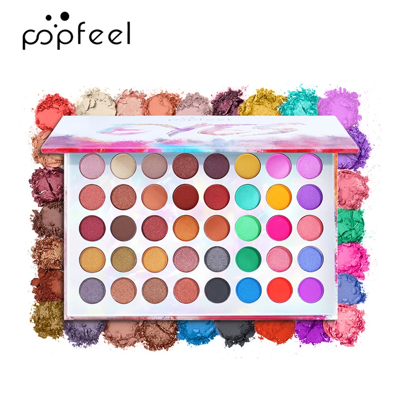 Paleta cieni do powiek POPFEEL Color Studio, wysoce pigmentowana paleta do makijażu 40 odcieni matowych i połyskujących, wodoodporna, mieszalna