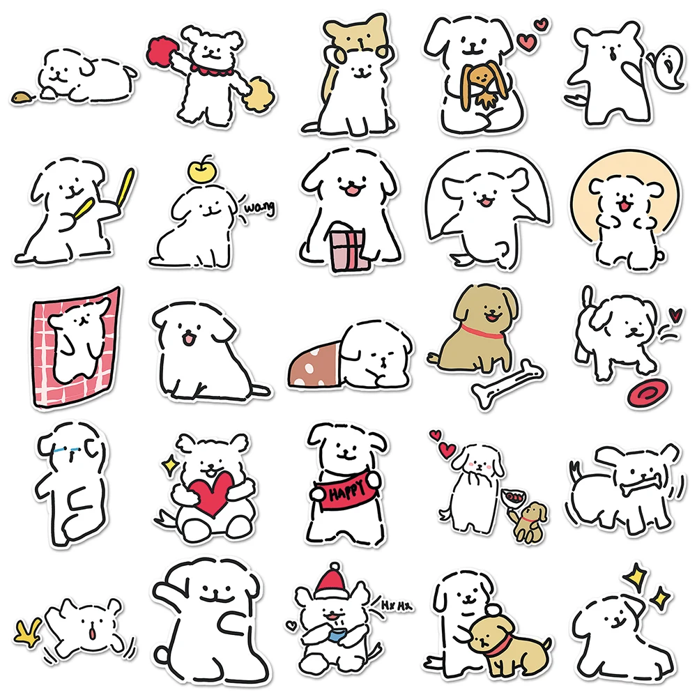 10/30/50pcs Birthday Dog Decorative Stickers DIY Waterproof Sticker Diary Scrapbooking Wall Laptop Skateboard Cute Animal Decals