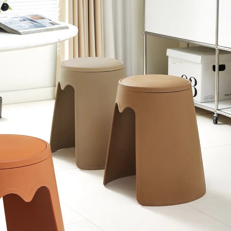2026 New Premium Extra Thick Durable Stackable Plastic Stools, Modern Minimalist High Round Chairs, Comfortable Seating for Home