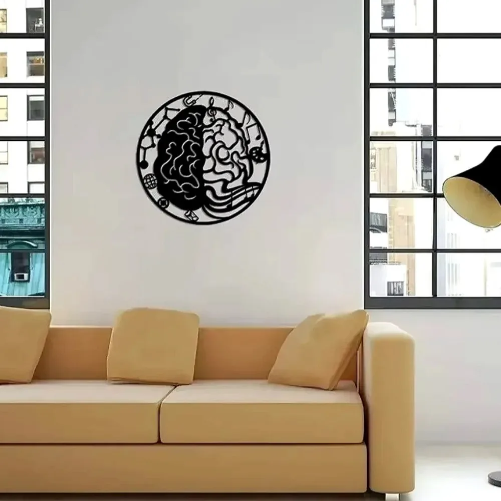 Iron Metal Wall Art Brain Hemisphere Left Right Brain Poster for Home Office
