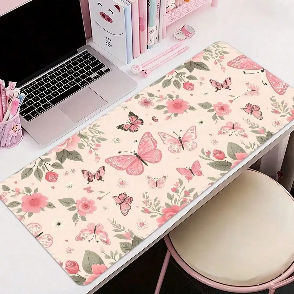 Extra Large Butterfly Mouse Pad, Gaming Desk Mat, Big Keyboard Pad, Washable, Non-Slip Rubber Bottom, Stitched Edge, Gift Mouse Pad, Desk Protector, Study Pad, Multi-Size Options, Computer Keyboard Mat, Laptop Pad Back To School Gaming Mouse Pad
