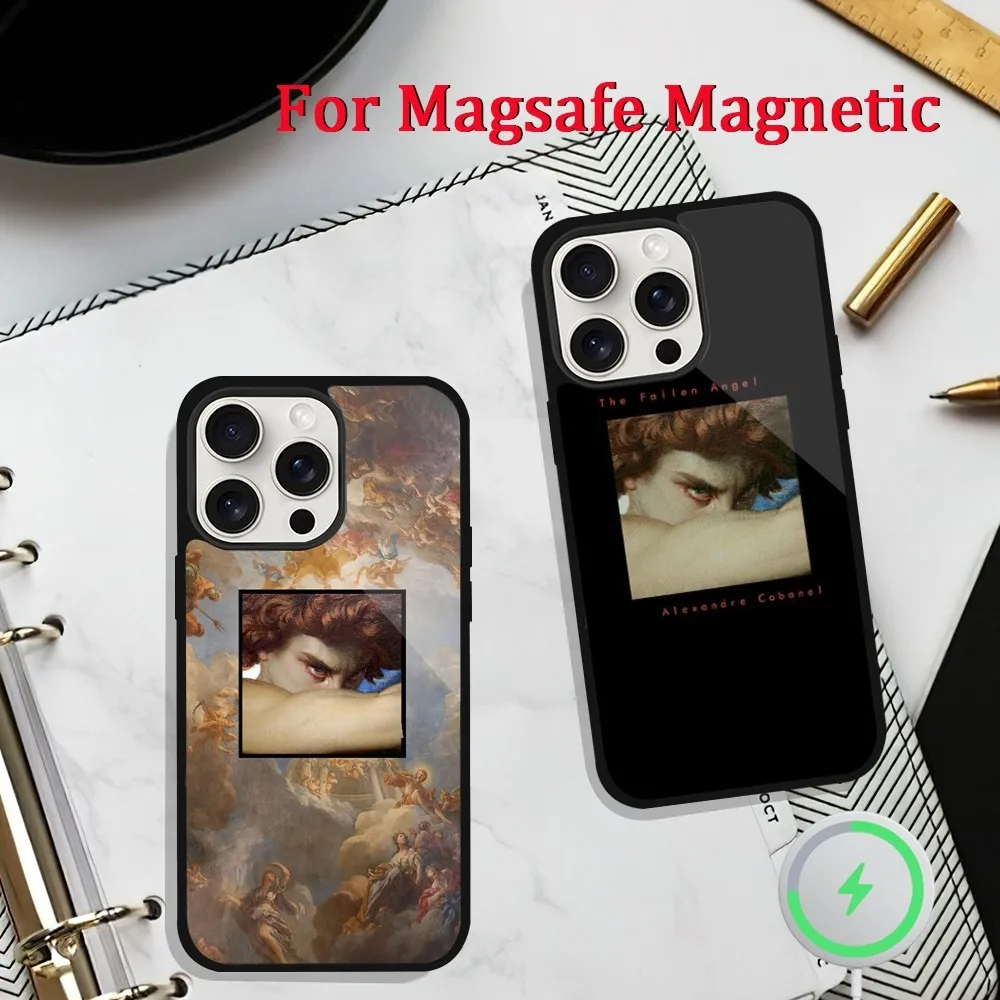 Fallen Angel Alexandre Cabanel Phone Case For iPhone 11 13 12 14 15 Plus Max Pro Magsafe Magnetic Wireless Charging shell