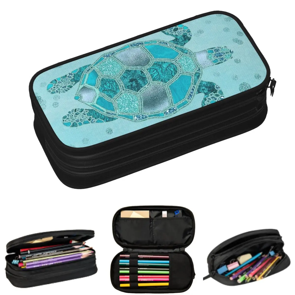 Sea Life Turtle An Ocean Themed Pencil Cases for Students Gifts Pen Box Pencil Bag Big Capacity Pencil Pouch