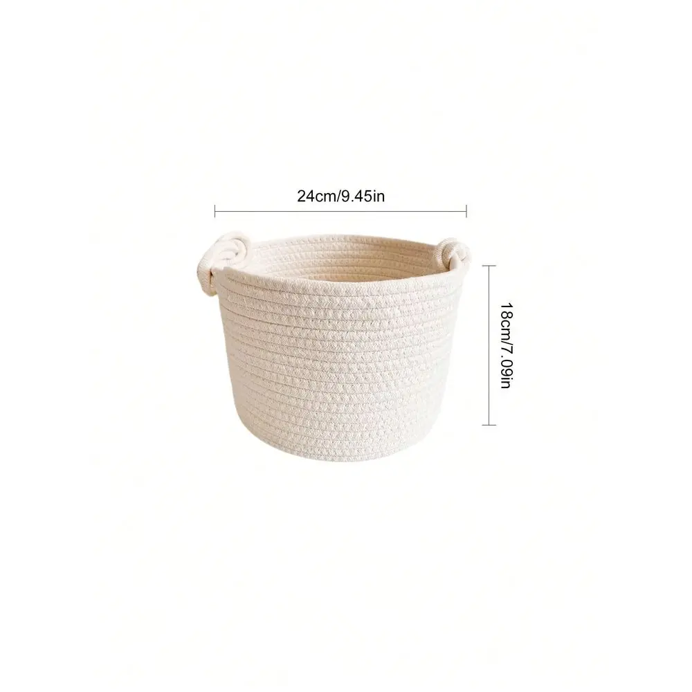 Handmade Storage Basket, 1pc Modern Style Woven Organizer Box With Handle, Suitable For Nursery Decor, Bathroom Cute Toy Box 9.4