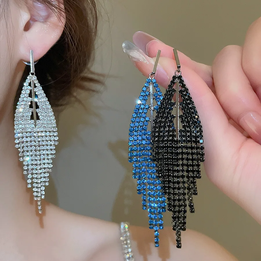 Triangular tassel earrings light luxury high-end earrings