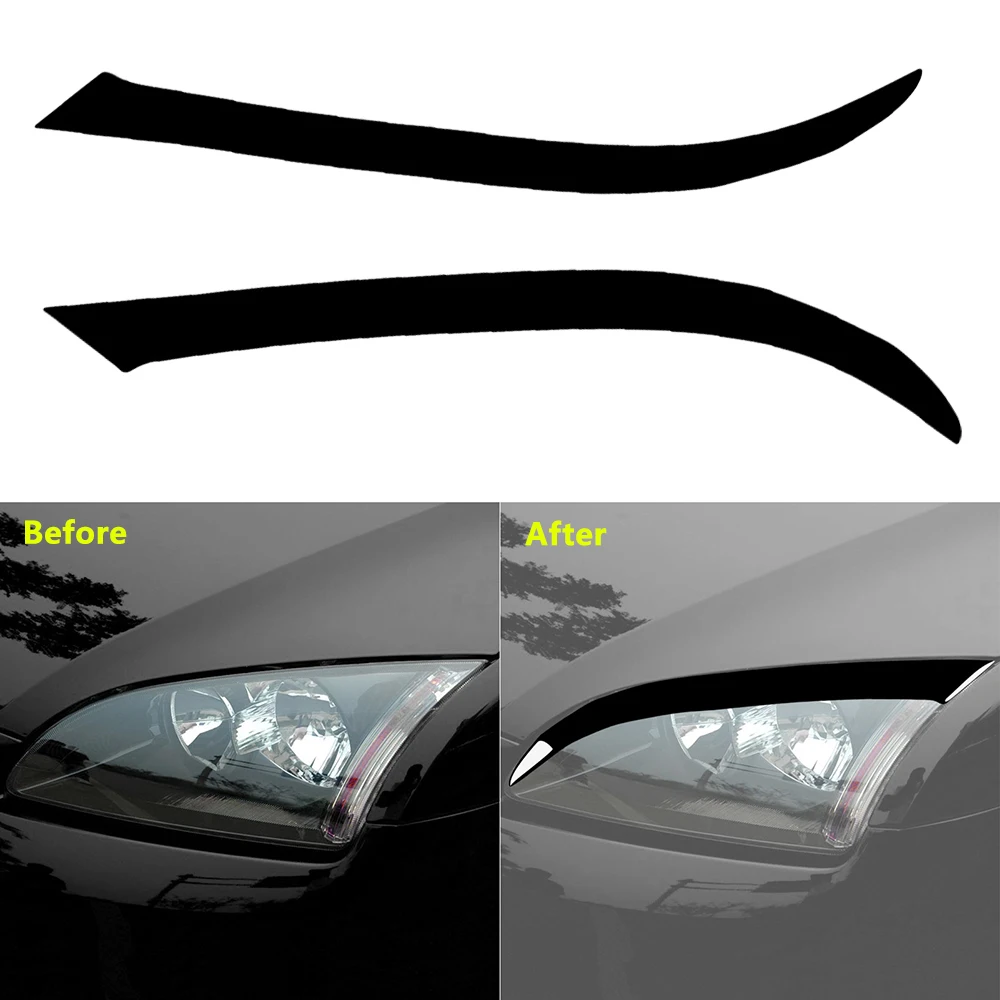 

2pcs Car Headlight Eyebrow Eyelid Cover Trim Plastic Glossy Black for Ford Focus 2005 2006 2007 2008 Car Accessories