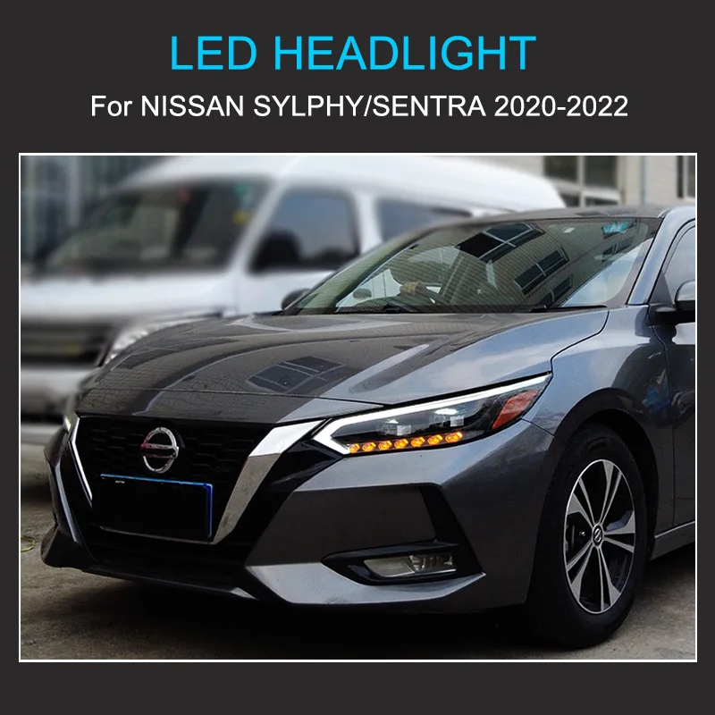 1 Pair Full LED Headlight Assembly for Sentra Sylphy 2020 2021 2022 Plug and Play with LED DRL Dynamic Turning Rear Tail Lamps