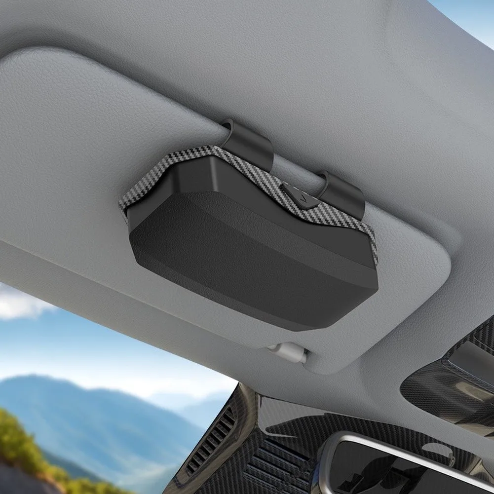 Vehicle Eyewear Mount Car Sun Visor Holder For Clutter-free Car Interior Carbon Fiber Texture Finish For Trucks SUVs Cars