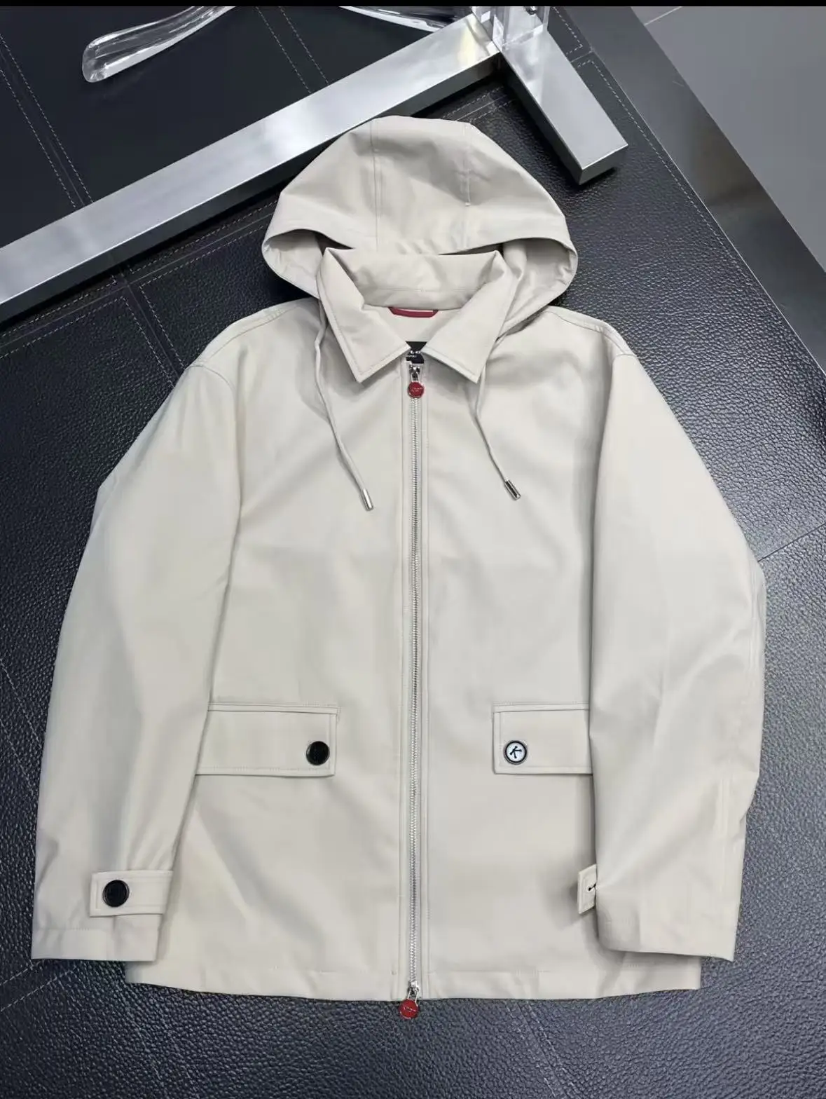 

Kiton old money style long hooded casual trench coat