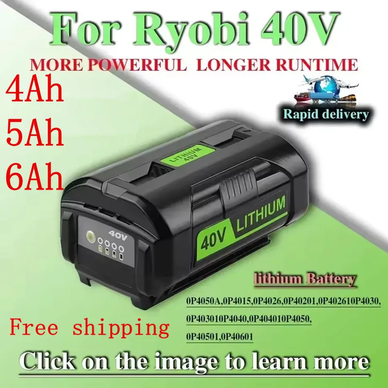 

Для Ryobi 6,0 Ач 40 В литий-ионная аккумуляторная батарея для Ryobi RY40502 RY40200 40 В аккумулятор для беспроводных электроинструментов OP4050 OP4026 OP40401